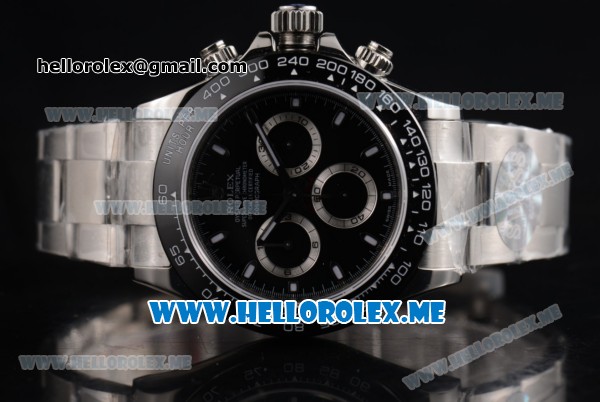 Rolex Daytona Swiss Valjoux 7750 Automatic Stainless Steel Case/Bracelet with Black Dial and Stick Markers Black Subdials - Click Image to Close